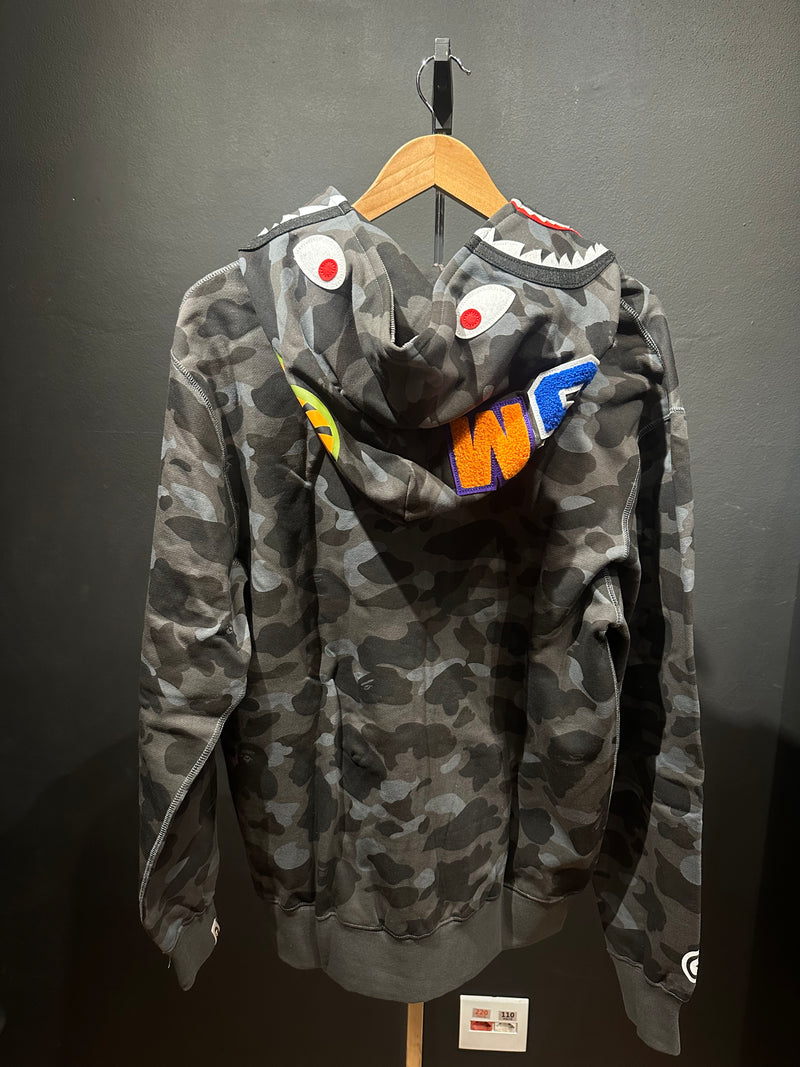 Jaqueta Bape Camo Shark Black Full Zip - Pronta Entrega