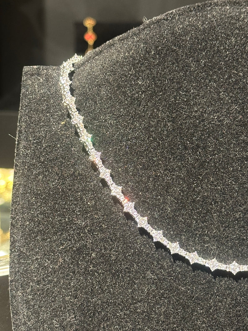 Corrente Riviera Estelar Cravejada Em Zicornia Cubica Prata 50 CM - Pronta Entrega