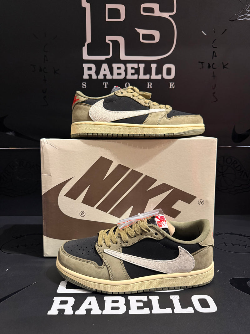 Tênis Nike Travis Scott x Air Jordan 1 Low Black Olive - Pronta Entrega
