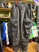 Calça Baggy Utility Cargo Jeans Destonado Preto - Pronta Entrega