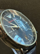 Relógio Emporio Armani Aviator Black Pulseira de Couro - Pronta Entrega