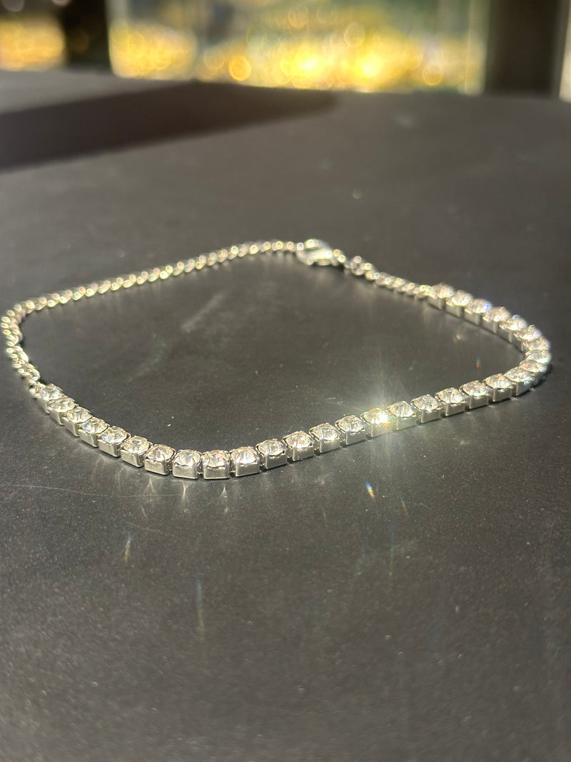 Pulseira Prata Cravejada 15 + 10 CM - Pronta Entrega