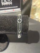 Pulseira Prata 3 Correntes Ajustável Trevo Black - Pronta Entrega