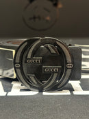 Cinto Gucci Black Fivela GG Interlocking Black/White 110 CM  - Pronta Entrega