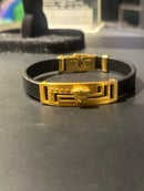 Pulseira Versace Black/Gold Couro 22 CM - Pronta Entrega