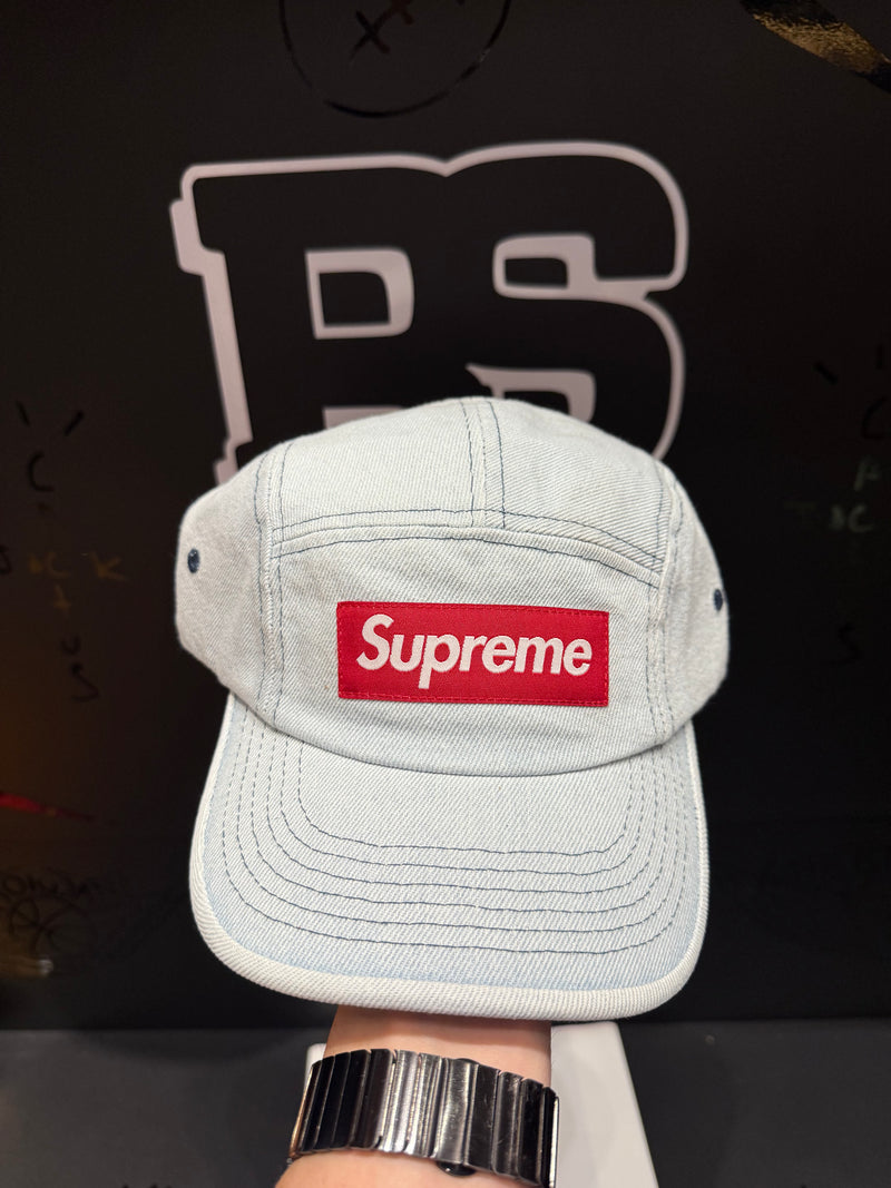 Boné Supreme 5 Panel Washed Canvas Camp Denim Jeans - Pronta Entrega