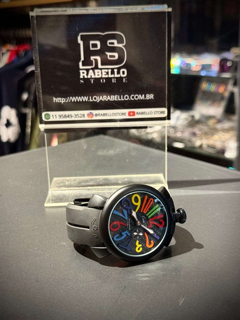Relógio Gaga Milano Preto 44MM Emborrachado - Pronta Entrega