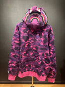 Jaqueta Bape Shark Camo Pink Dual Hoodie Full Zip - Pronta Entrega