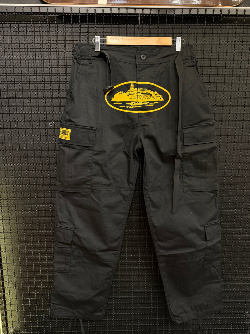 Calça Corteiz Guerillaz Cargo Black/Yellow - Pronta Entrega