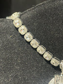 Corrente Square Cravejada Pingente “Rich Forever” Em Zicornia Cubica Prata 35 CM - Pronta Entrega