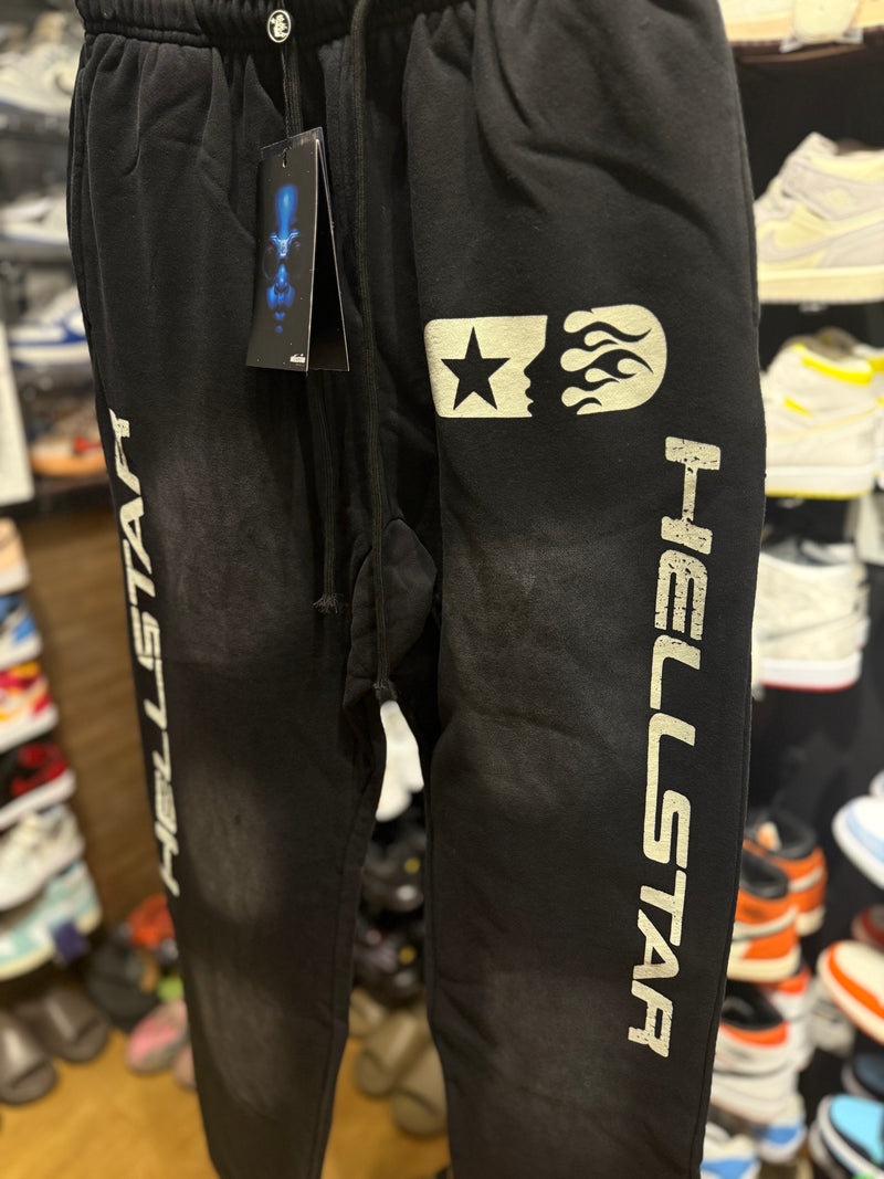 Calça Hellstar Moletom Track Print Destonado Preto - Pronta Entrega