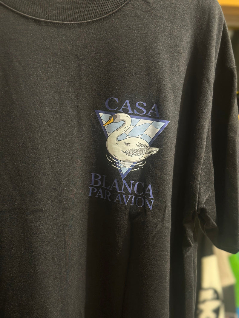 Camiseta Casablanca Blanca Par Avion Preta Oversize - Pronta Entrega