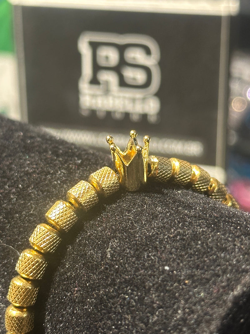 Pulseira Aço Inoxidável Dourada Com Coroa 20 CM - Pronta Entrega