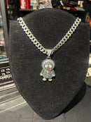 Corrente Cravejada Pingente Eskimo Em Zicornia Cubica Prata 45 CM - Pronta Entrega