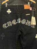 Calça Jeans Preta Chrome Hearts Cruz Black/White - Pronta Entrega