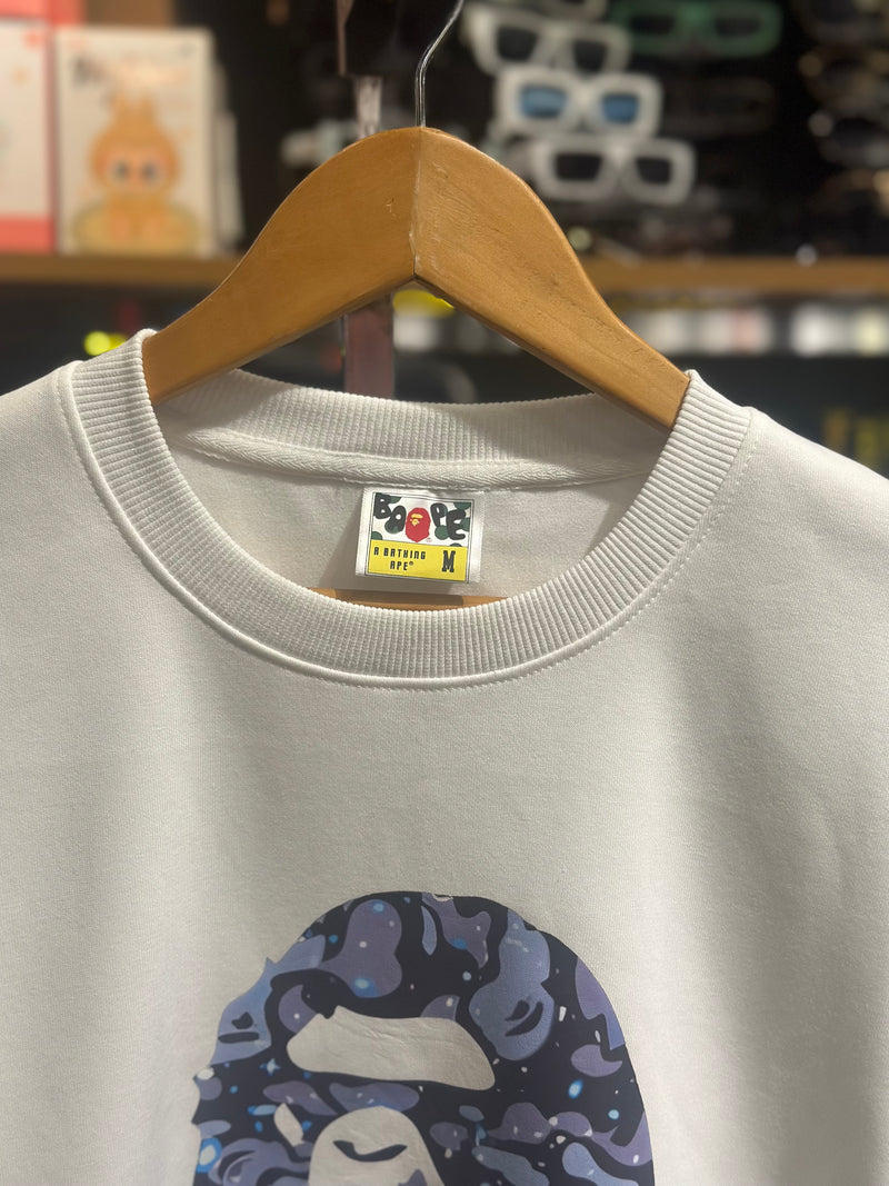 Moletom BAPE Crewneck APE Head Space Camo Branco - Pronta Entrega