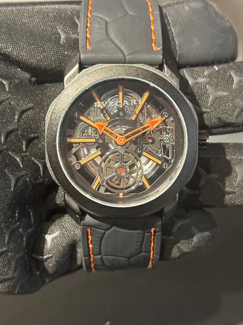 Relógio Bvlgari Octo Black/Orange - Pronta Entrega