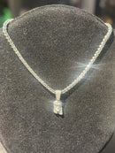 Corrente Cravejada Pingente Jesus Cristo Em Zicornia Cubica Prata 45 CM - Pronta Entrega