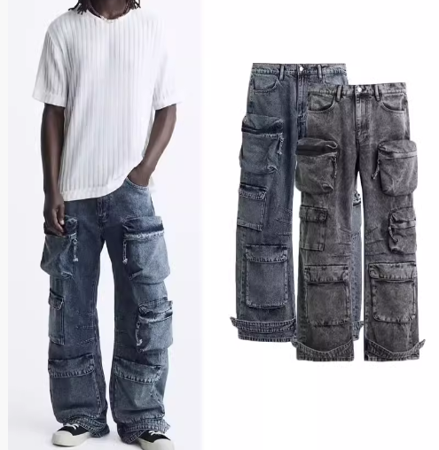 Calça Jeans UTILITY Cargo Com Bolsos