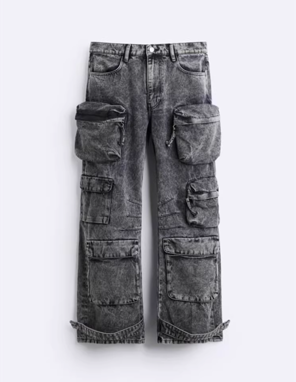 Calça Jeans UTILITY Cargo Com Bolsos