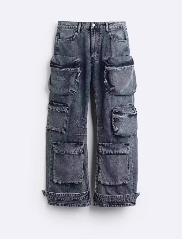 Calça Jeans UTILITY Cargo Com Bolsos