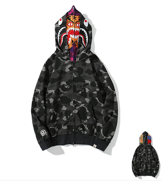 Moletom BAPE Shark Tiger Duplo Full Zip Camo Purple Gray - Encomenda