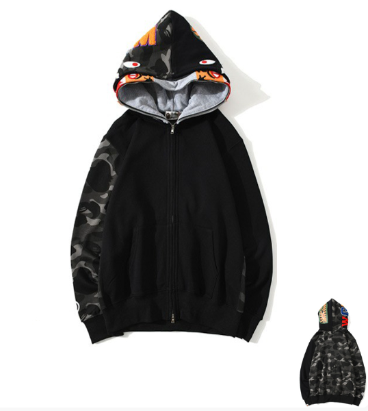 Moletom BAPE Shark Tiger Duplo Full Zip Preto Cinza - Encomenda