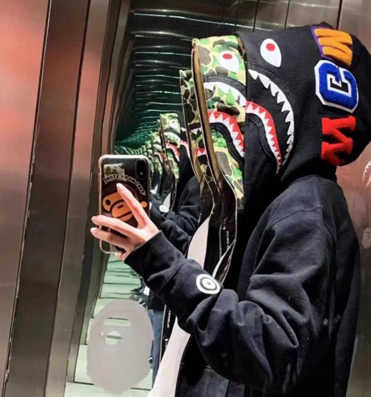 Moletom BAPE Shark Tiger Duplo Full Zip Preto Cinza - Encomenda
