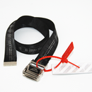 Cinto Off-White Industrial Preto Fivela Prateado 120 CM - Pronta Entrega