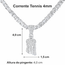 Corrente Cravejada Pingente Jesus Cristo Em Zicornia Cubica Prata 45 CM - Pronta Entrega
