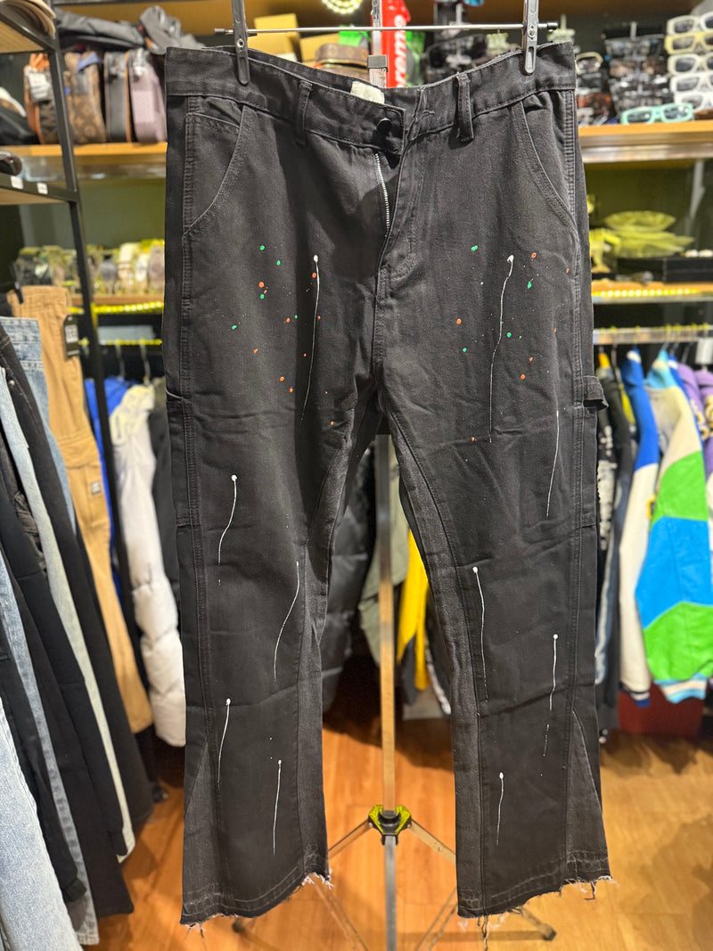 Calça Gallery Dept. Jeans Flare Preto com Respingos de Tinta - Pronta Entrega