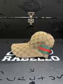 Boné Gucci Gold Aba Curva Faixa Lateral - Pronta Entrega