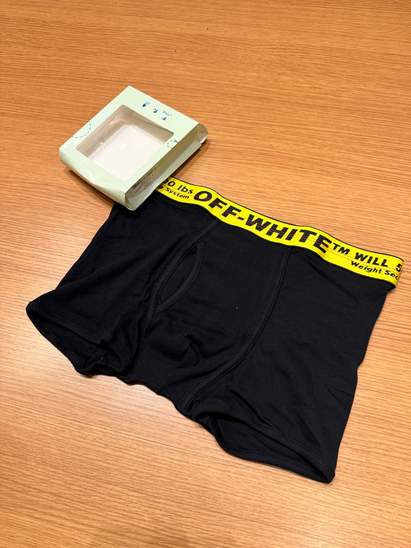 Cueca Off-White Preta Boxer - Pronta Entrega