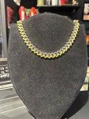 Corrente Cravejada Em Zicornia Cubica Azul/Dourada 45 CM - Pronta Entrega