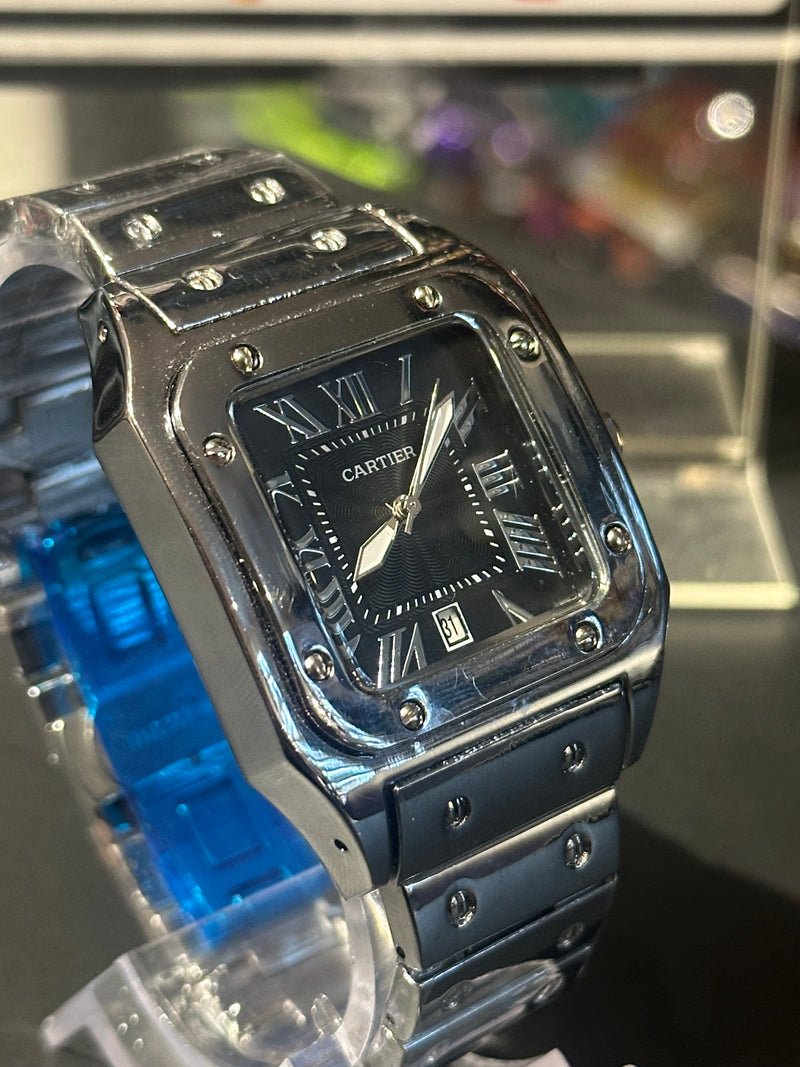 Relógio Cartier Silver Fundo Black - Pronta Entrega