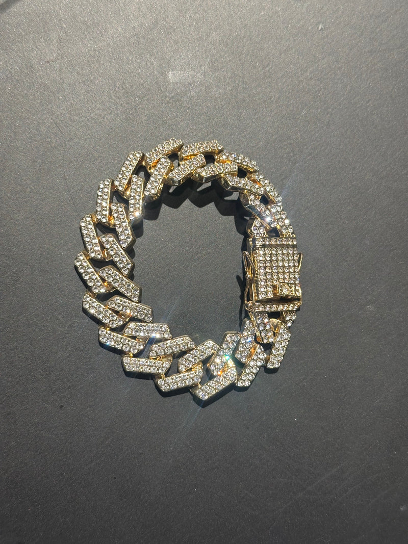 Pulseira Dourada Cravejada Em Zicornia Cúbica 20 CM - Pronta Entrega