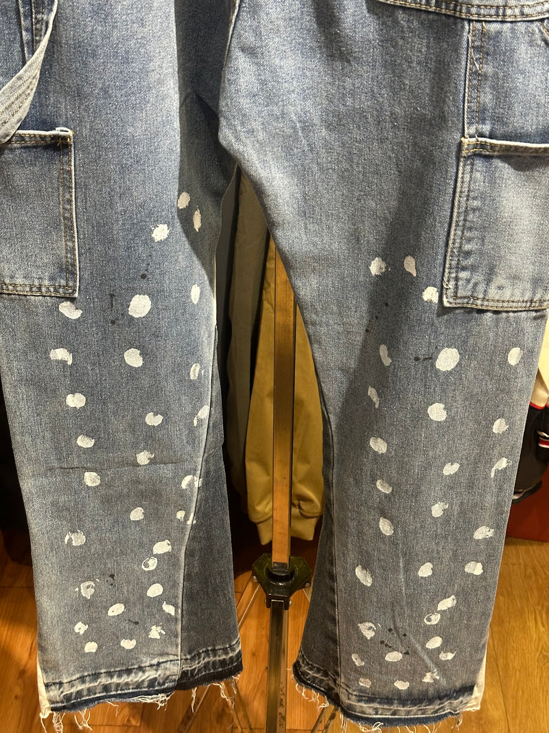 Calça Gallery Dept. Jeans Flare Clara com Respingos de Tinta - Pronta Entrega