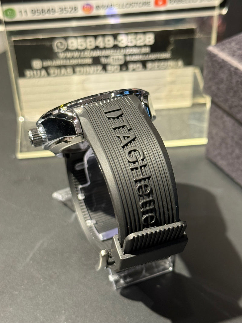 Relógio Tag Heuer Preto com Prata - Pronta Entrega