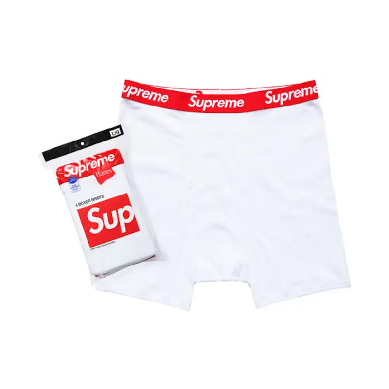 Supreme Hanes Cueca Boxer Briefs 3 Pack White - Pronta Entrega