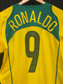 Camiseta Brasil 2004 Total 90 Retrô Ronaldo 9 Amarela - Pronta Entrega