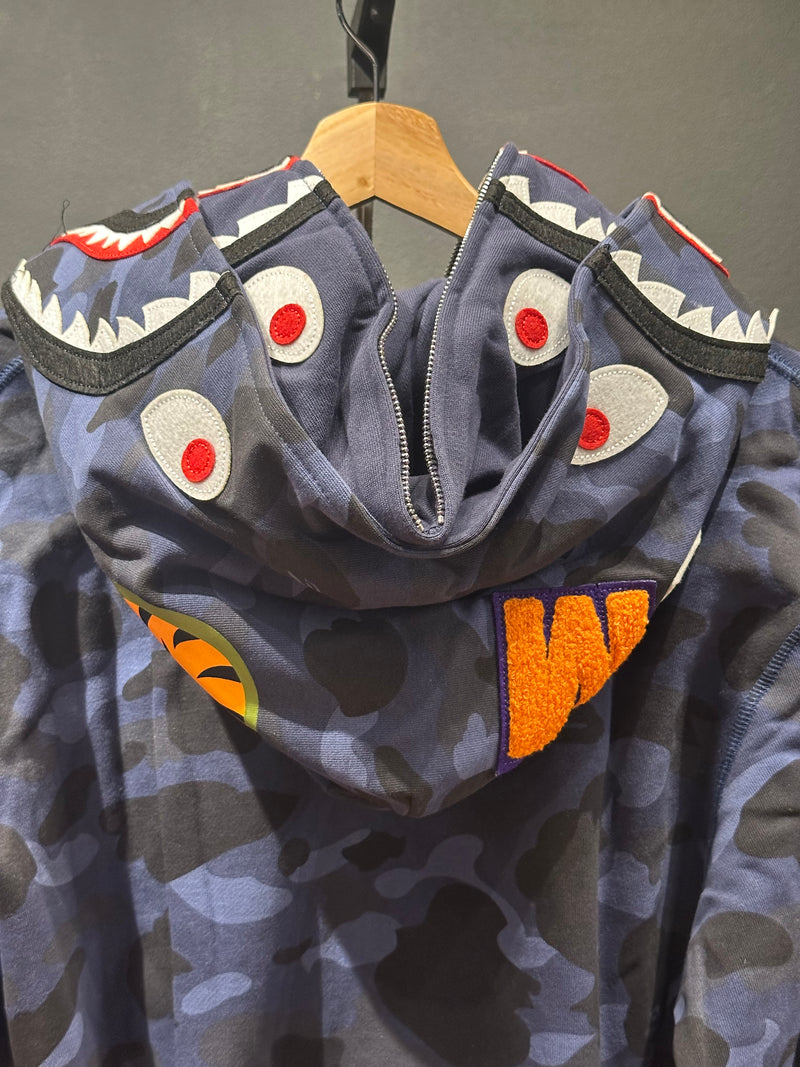 Jaqueta Bape Shark Camo Blue Dual Hoodie Full Zip - Pronta Entrega