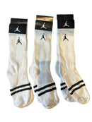 Pack 3 Pares Meia Jordan Logo Cano Alto Branco Listrado - Pronta Entrega