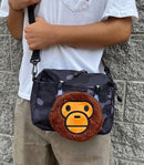Bolsa Shoulder Bag BAPE Baby Milo Cinza DayPack - Pronta Entrega