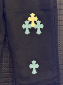 Calça Chrome Hearts Jeans Black Cruz Blue White - Pronta Entrega