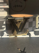 Cinto Louis Vuitton Initiales Damier Azur Logo Black/Gold 125 CM  - Pronta Entrega