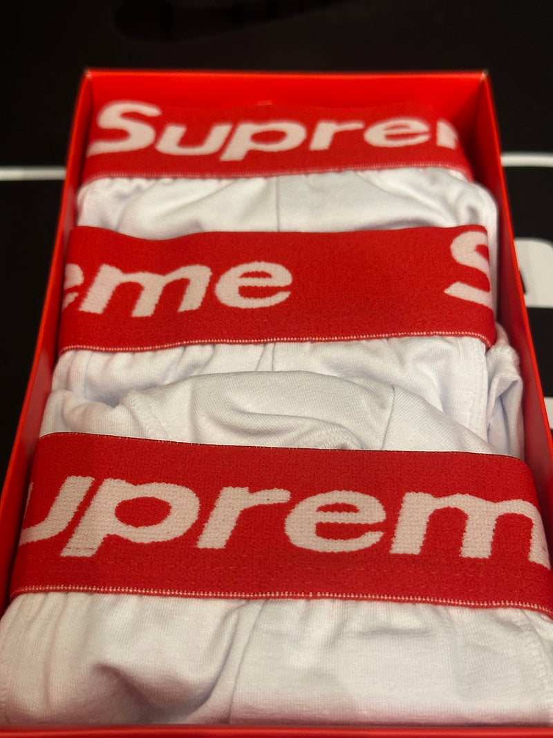 Supreme Cueca Boxer 3 Pack White - Pronta Entrega