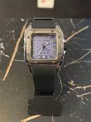 Relógio Cartier Santos Quartzo Silver Fundo Blue - Pronta Entrega