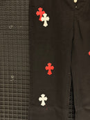 Calça Jeans Preta Chrome Hearts Cruz Red - Pronta Entrega