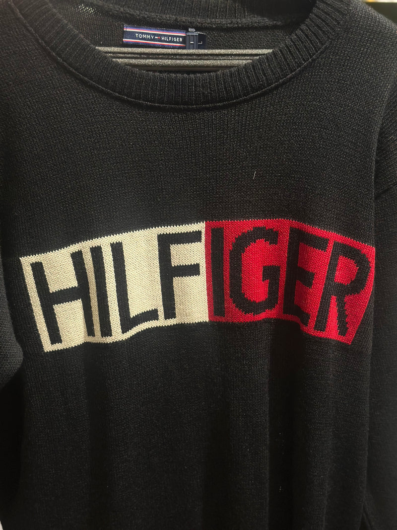 Suéter Tommy Hilfiger Preto/Branco/Vermelho - Pronta Entrega