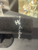 Pulseira Prata Chanel Ajustável Berloque Cravejado - Pronta Entrega